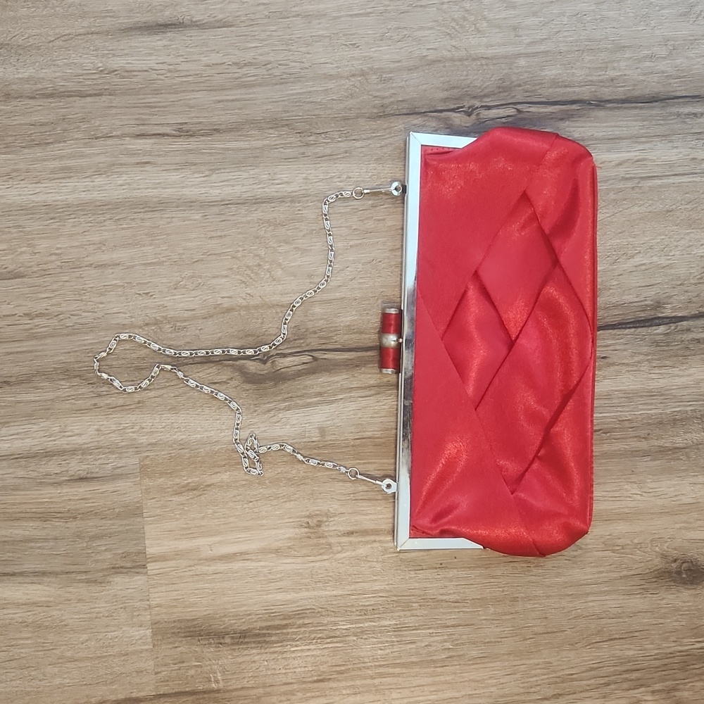 Bijou Terner Red Satin Evening Clutch